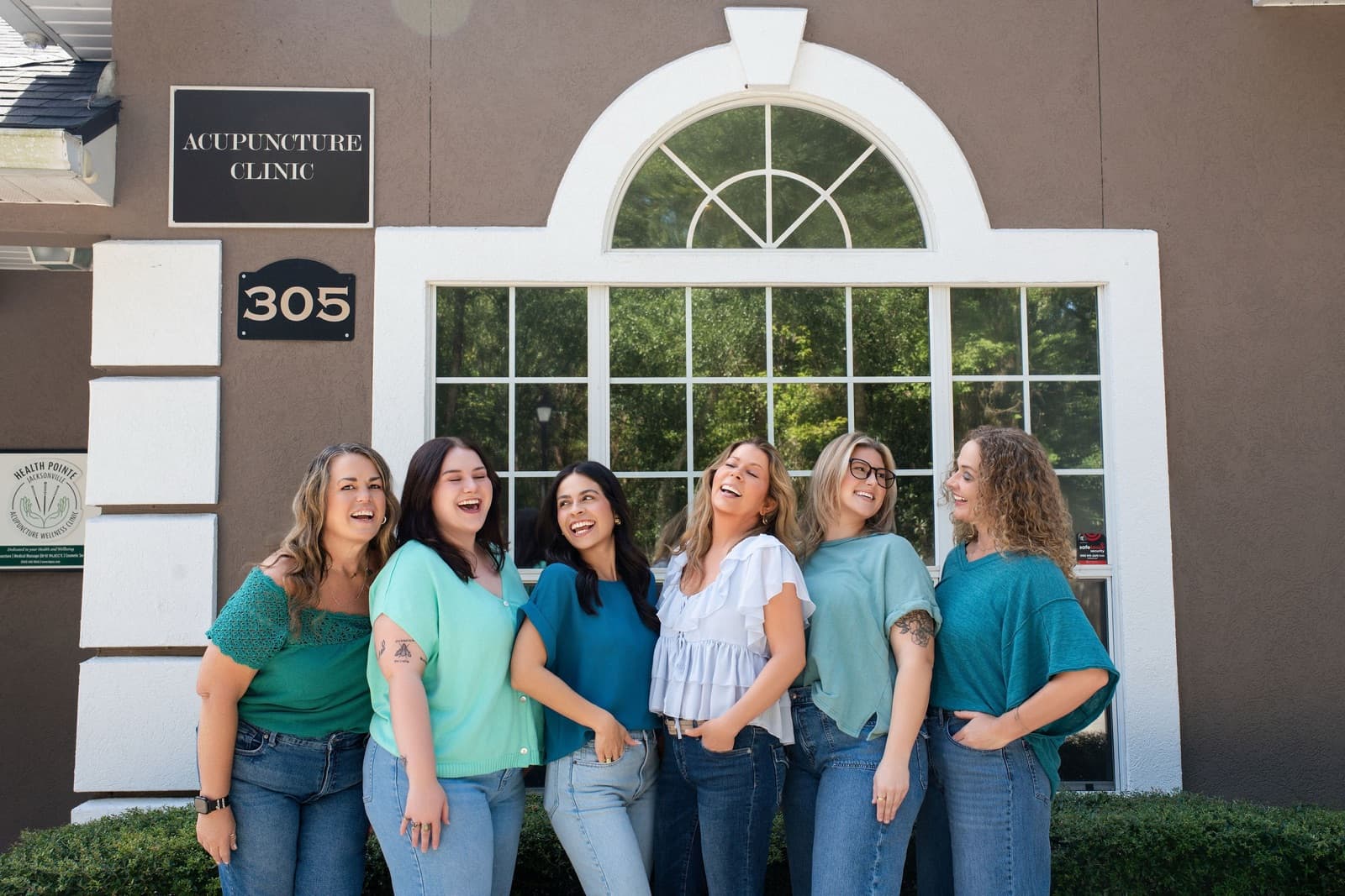 The Health Pointe Jacksonville acupuncture and wellness team outside their clinic at 3840 Belfort Rd, Jacksonville, FL